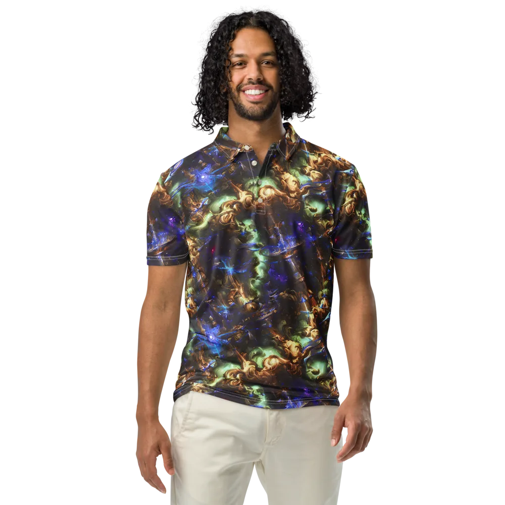 Nebula Shards on Men's Slim Fit Polo Shirt — Front