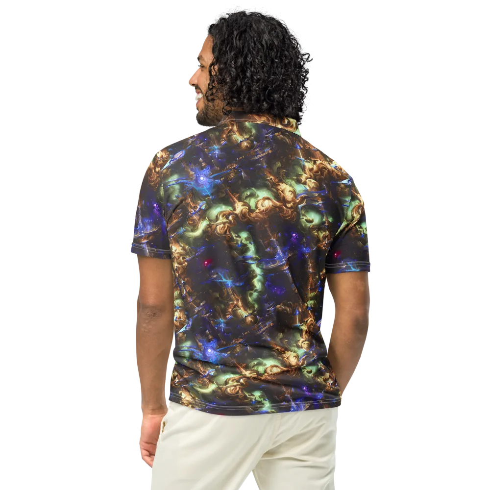 Nebula Shards on Men's Slim Fit Polo Shirt — Back