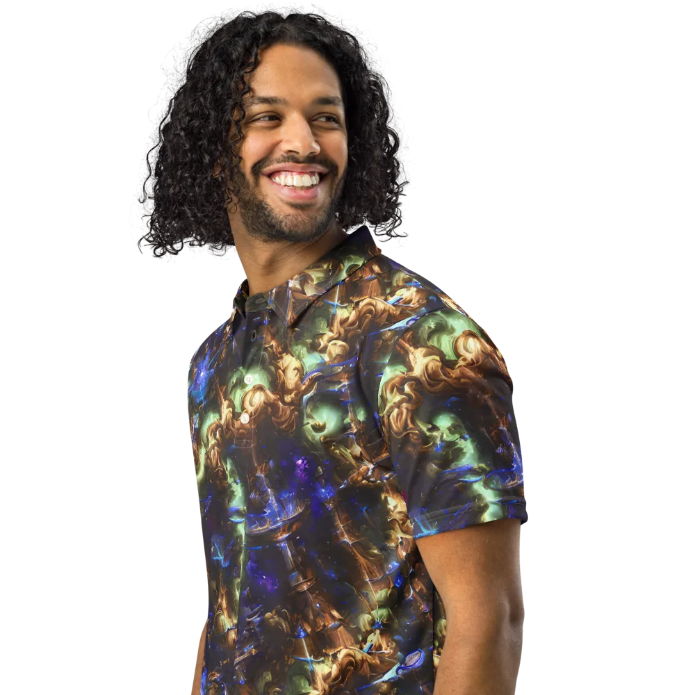 Nebula Shards on Men's Slim Fit Polo Shirt — Left Front