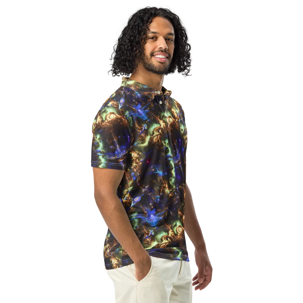 Nebula Shards on Men's Slim Fit Polo Shirt — Right Front