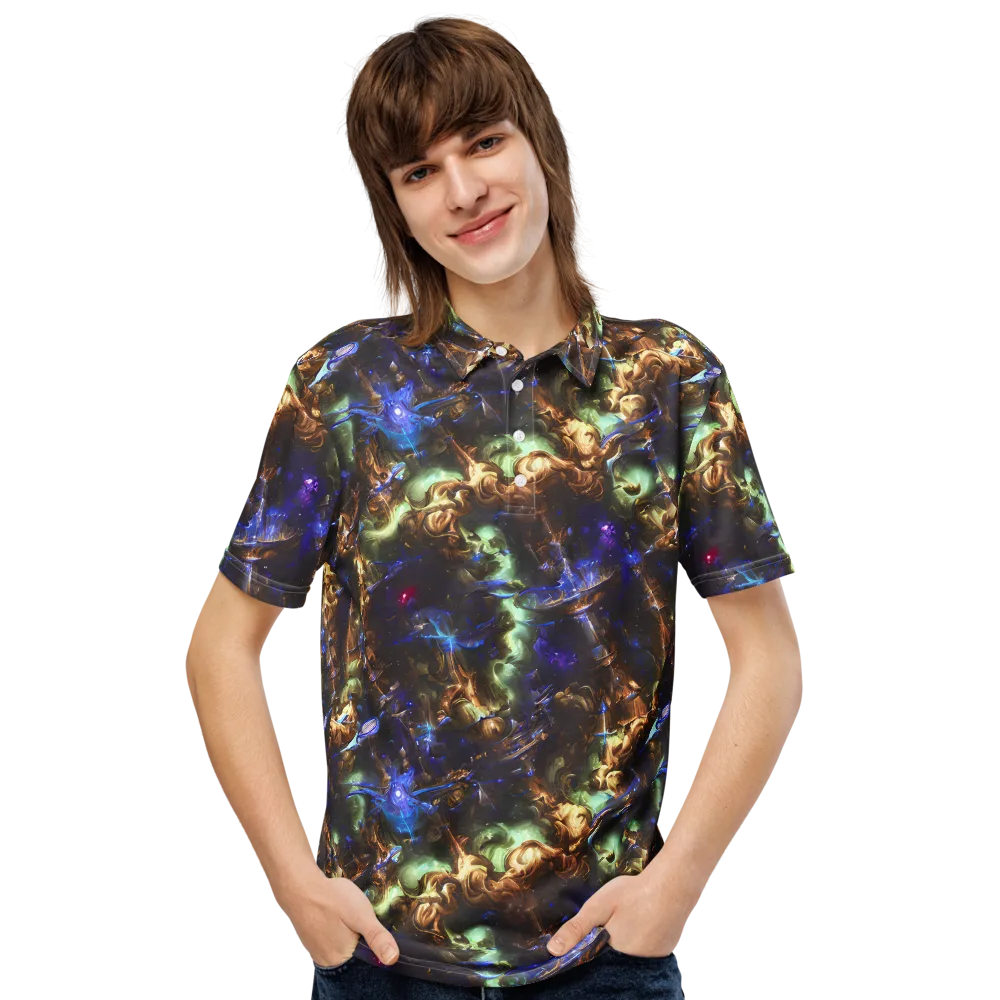 Nebula Shards on Men's Slim Fit Polo Shirt — Front
