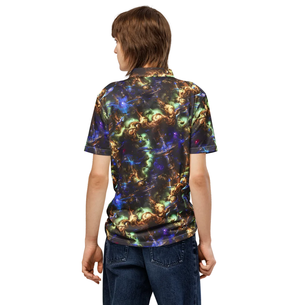 Nebula Shards on Men's Slim Fit Polo Shirt — Back