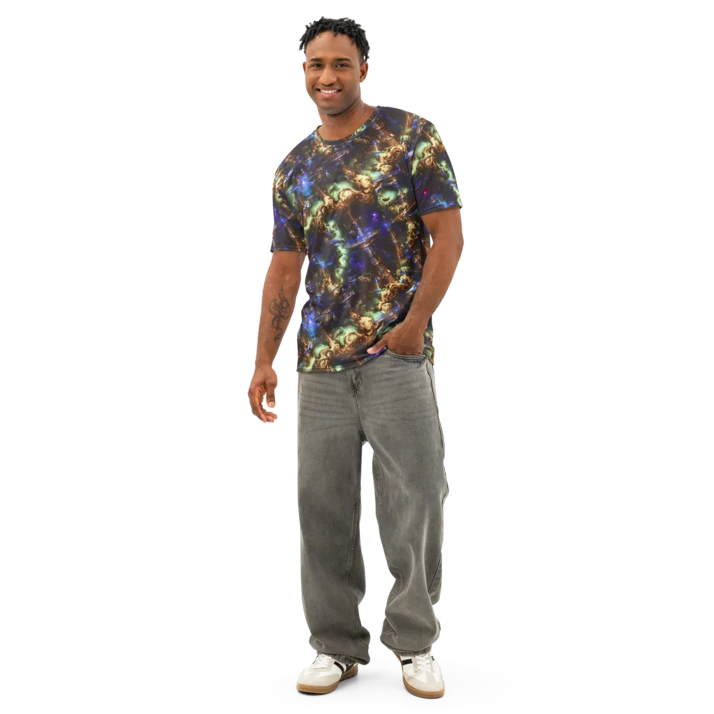 Nebula Shards on Men's Cotton Crew Neck T-Shirt — Front