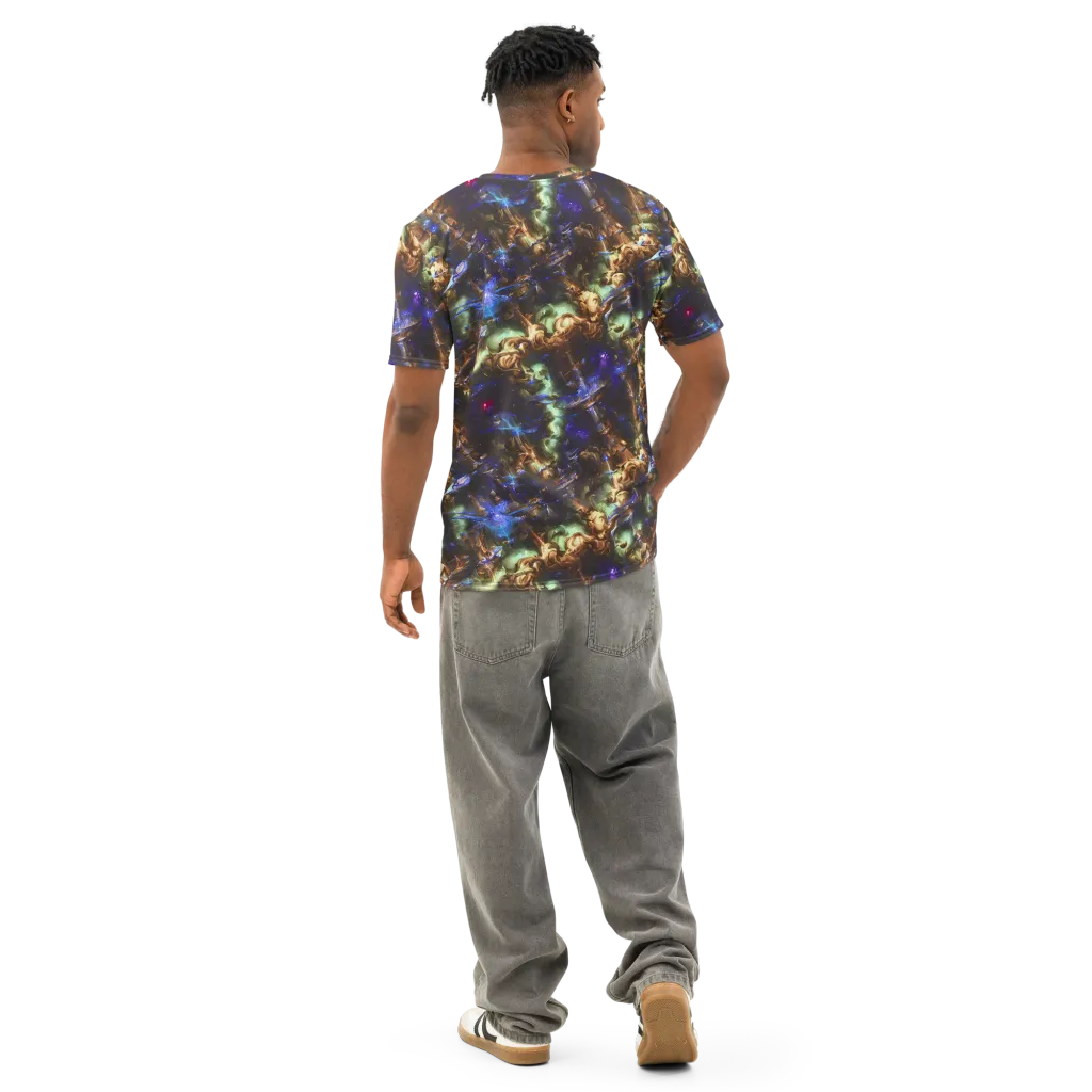 Nebula Shards on Men's Cotton Crew Neck T-Shirt — Back