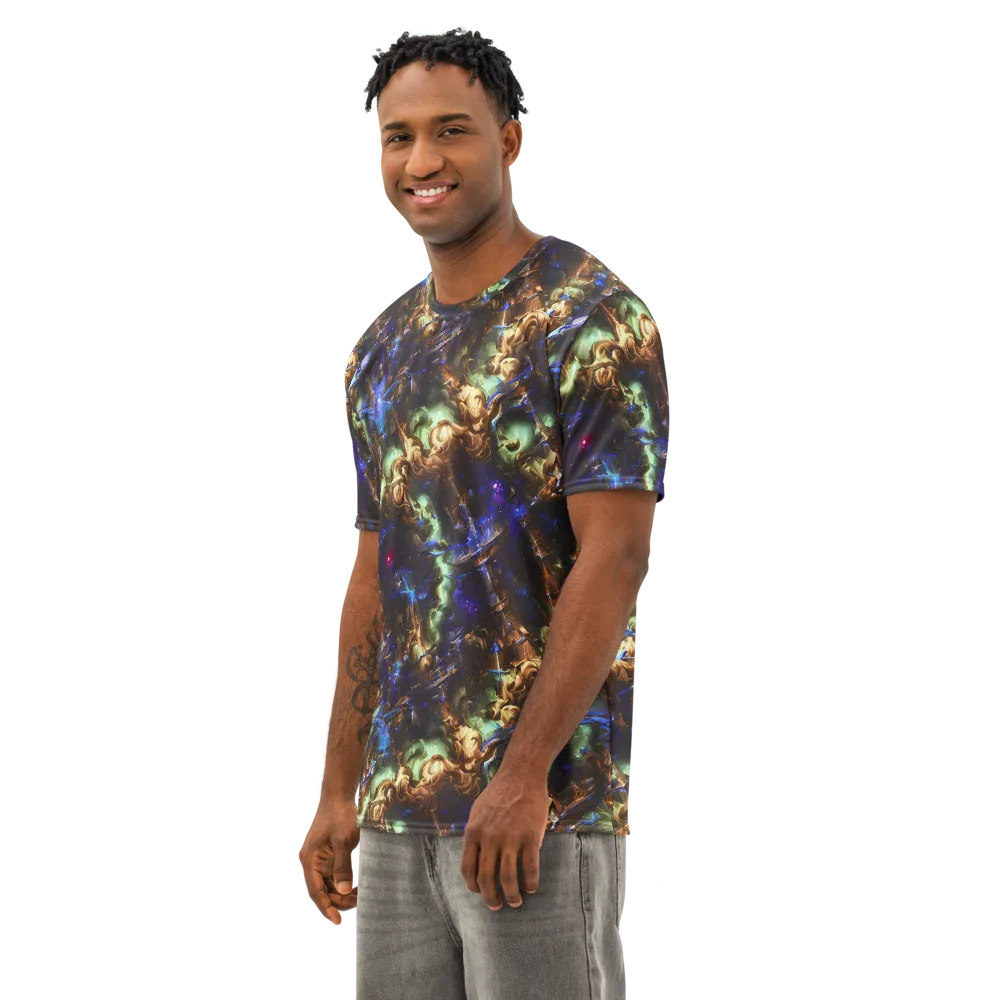 Nebula Shards on Men's Cotton Crew Neck T-Shirt — Left Front