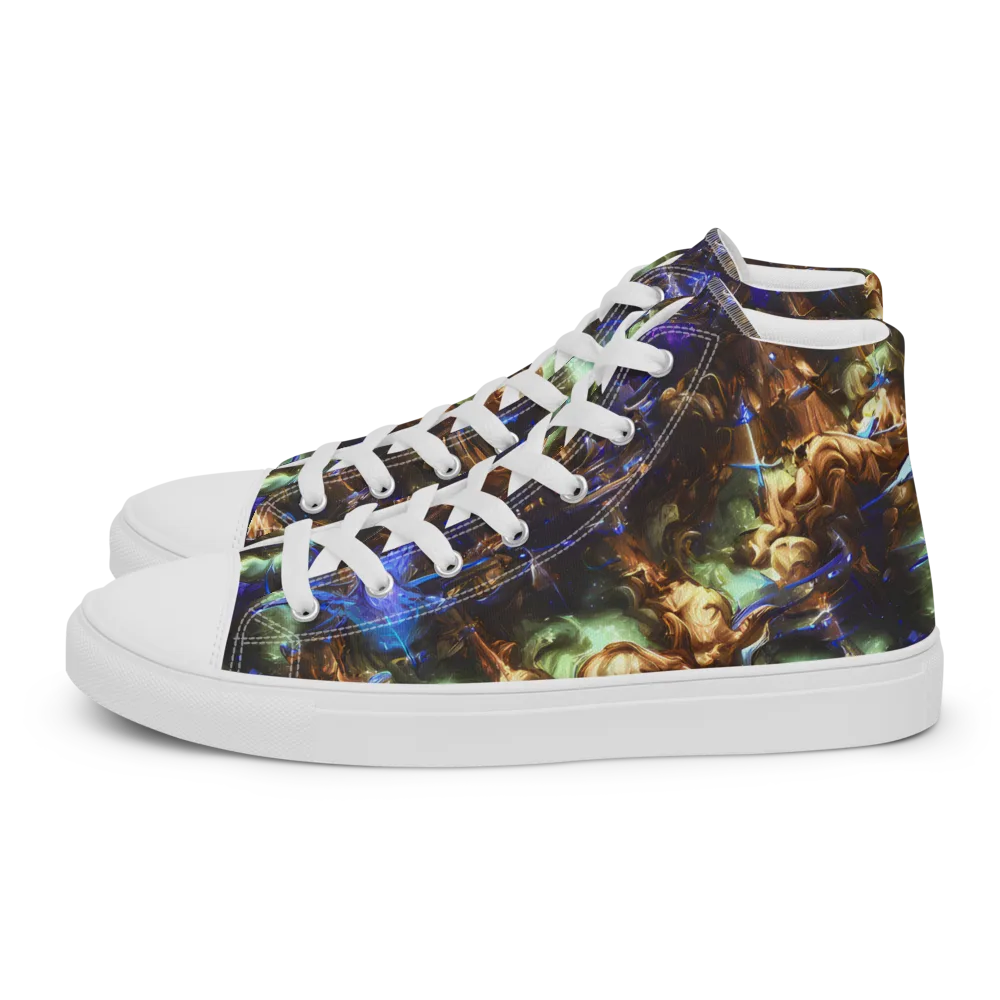 Nebula Shards on Men's High Top Canvas Shoes — Left