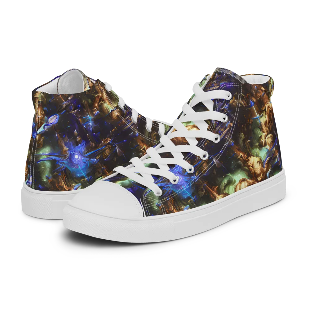 Nebula Shards on Men's High Top Canvas Shoes — Left