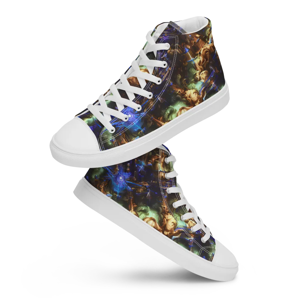 Nebula Shards on Men's High Top Canvas Shoes — Front