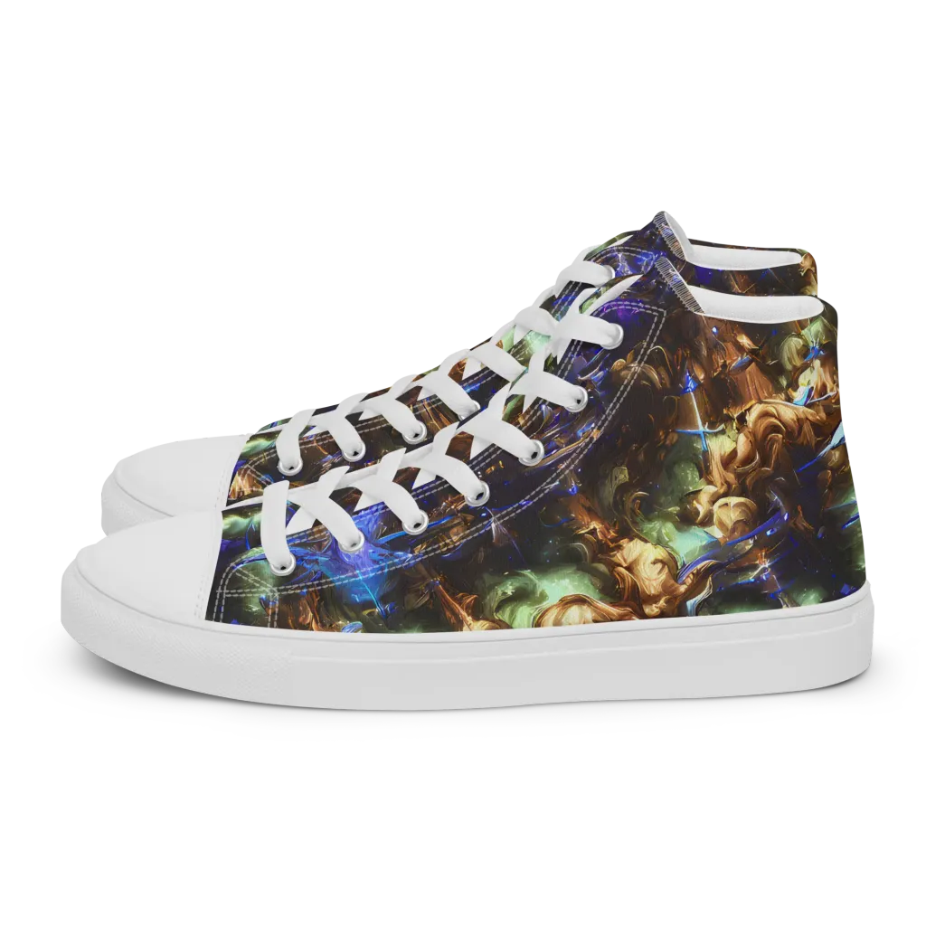 Nebula Shards on Women's High Top Canvas Shoes — Left