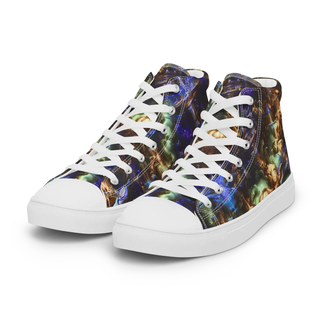 Nebula Shards on Women's High Top Canvas Shoes — Left Front