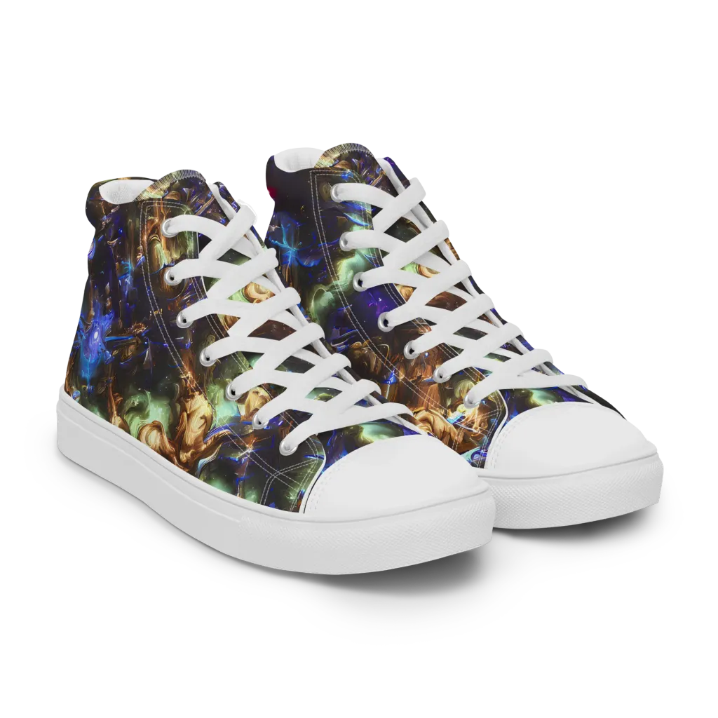 Nebula Shards on Women's High Top Canvas Shoes — Right Front
