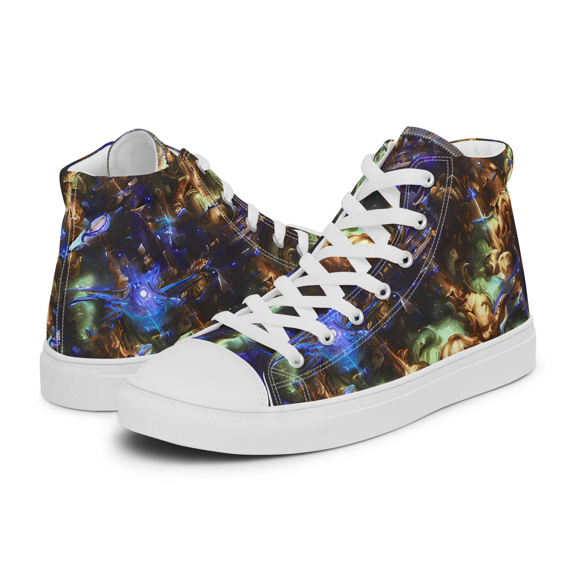 Nebula Shards on Women's High Top Canvas Shoes — Left