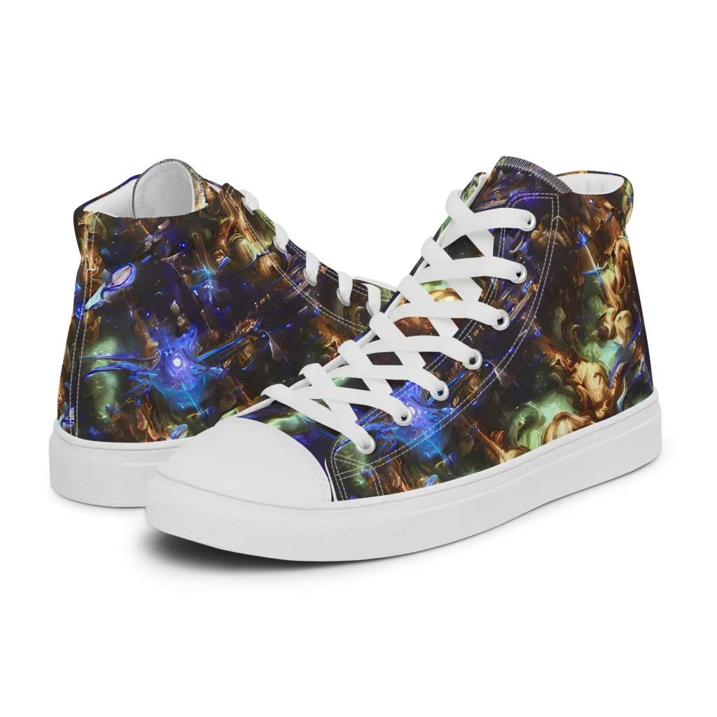 Nebula Shards on Women's High Top Canvas Shoes — Left
