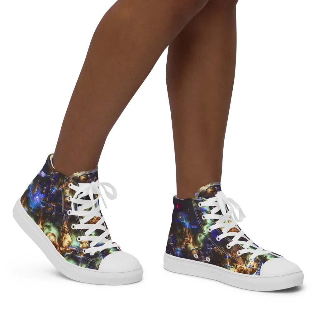 Nebula Shards on Women's High Top Canvas Shoes — Right