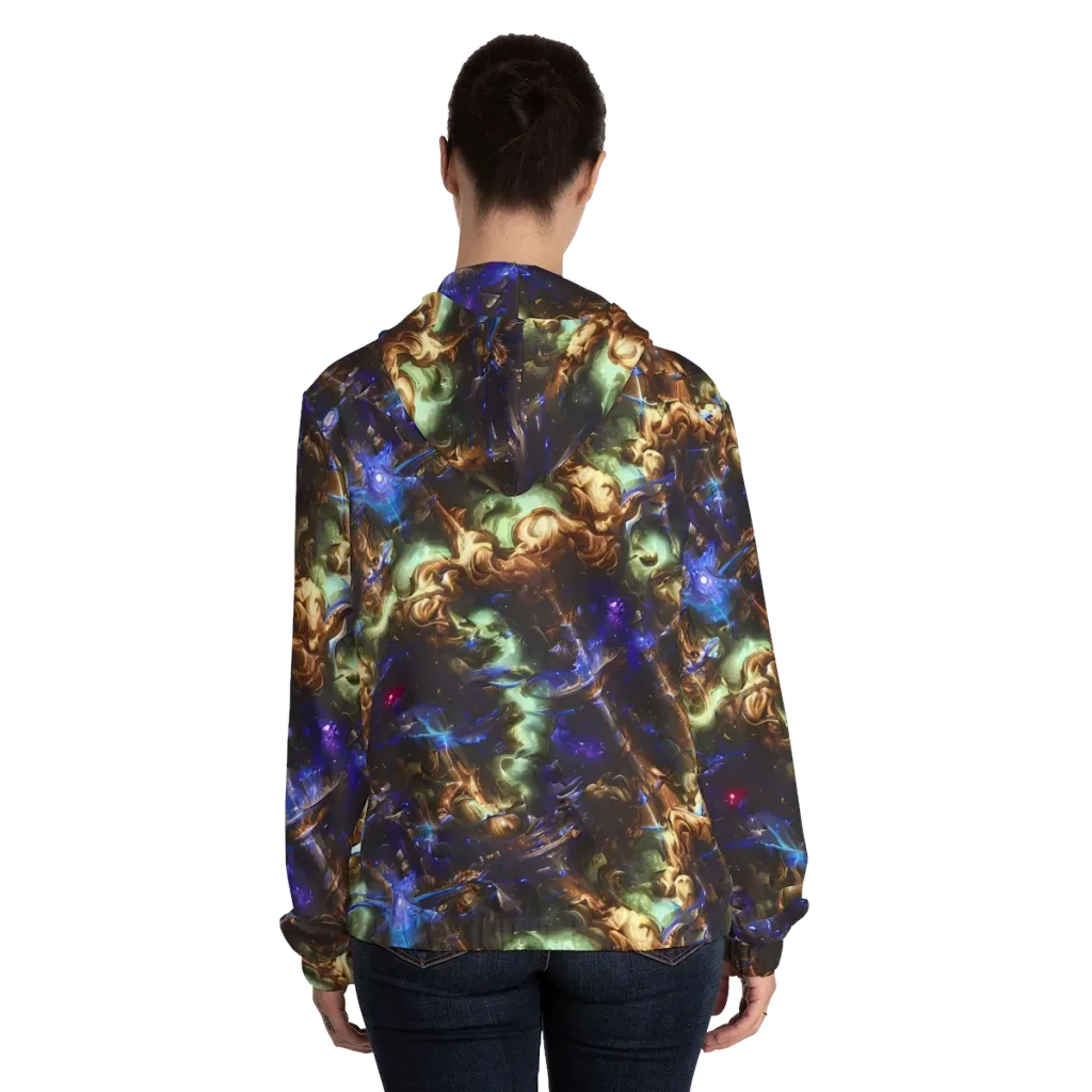 Nebula Shards on Women's Full-Zip Hoodie — Back On Person