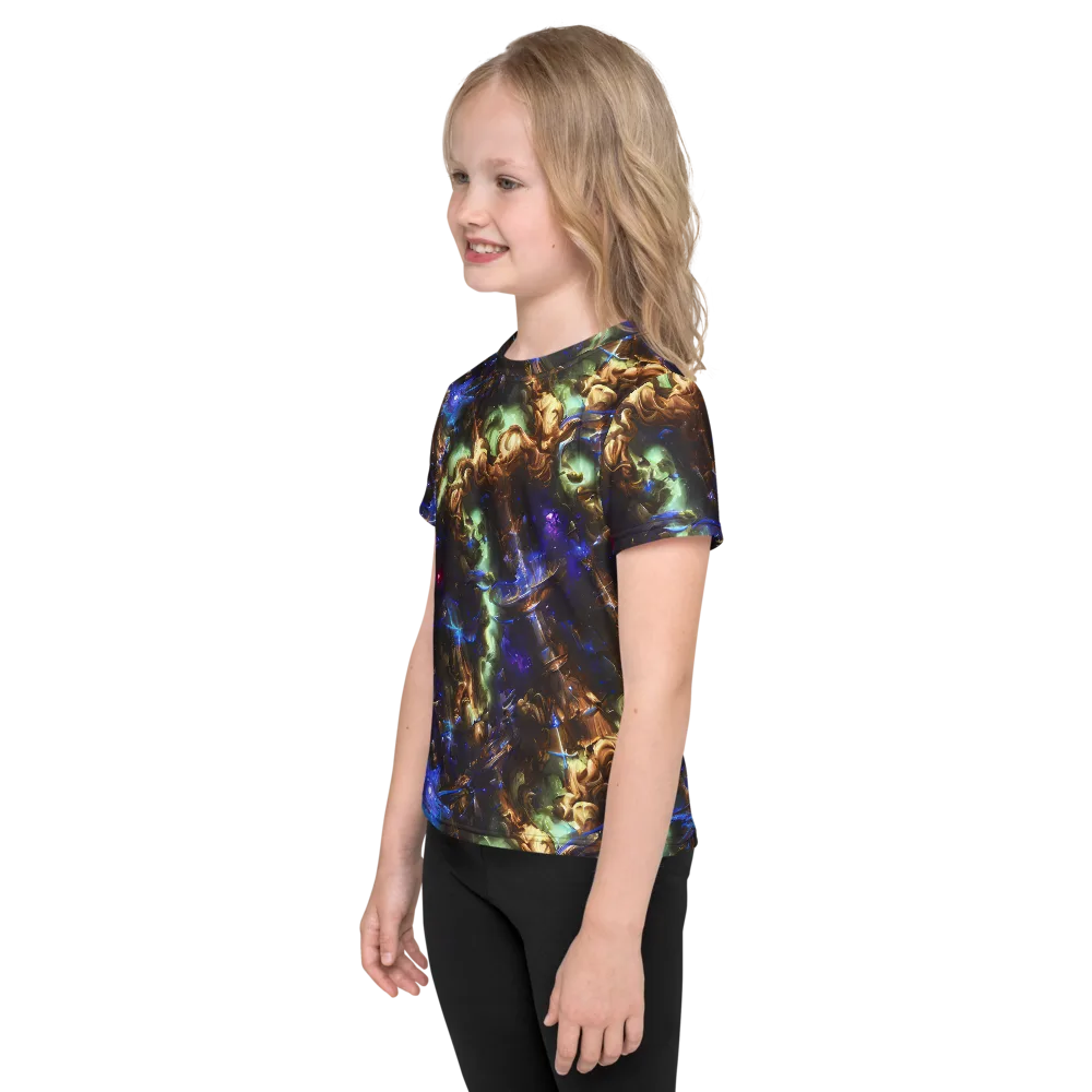 Nebula Shards on Kids Crew Neck T-Shirt — Left