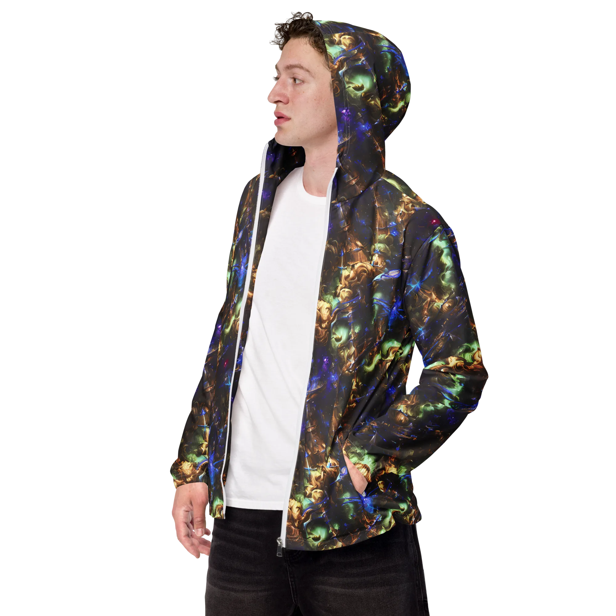 Nebula Shards on Men's Windbreaker — Left Front