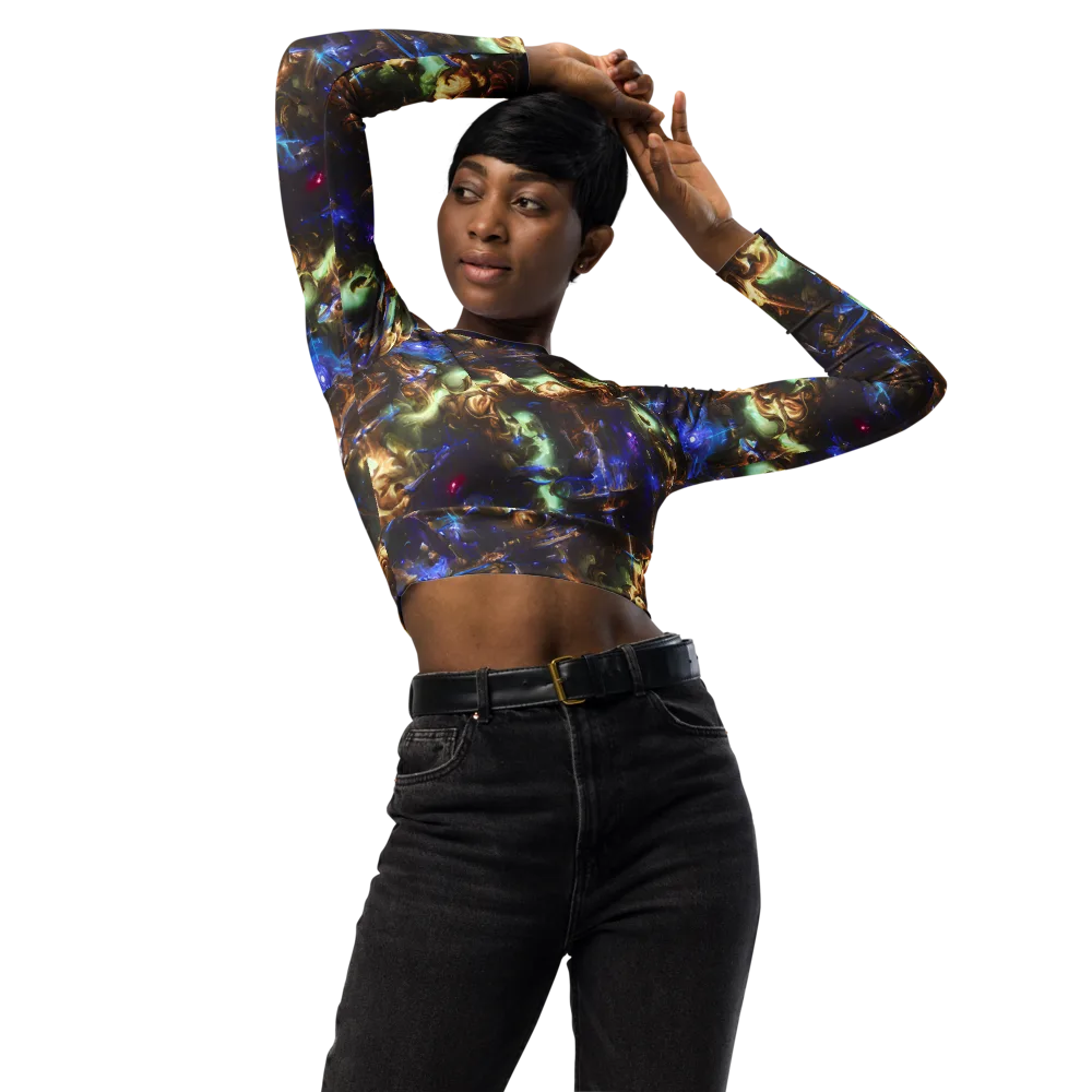 Nebula Shards on Long Sleeve Crop Top — Front