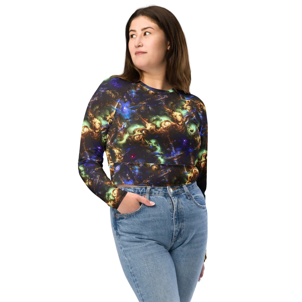 Nebula Shards on Long Sleeve Crop Top — Front