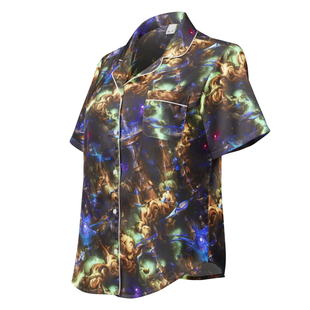 Nebula Shards on Women's Short Sleeve Pajama Top — Left Front
