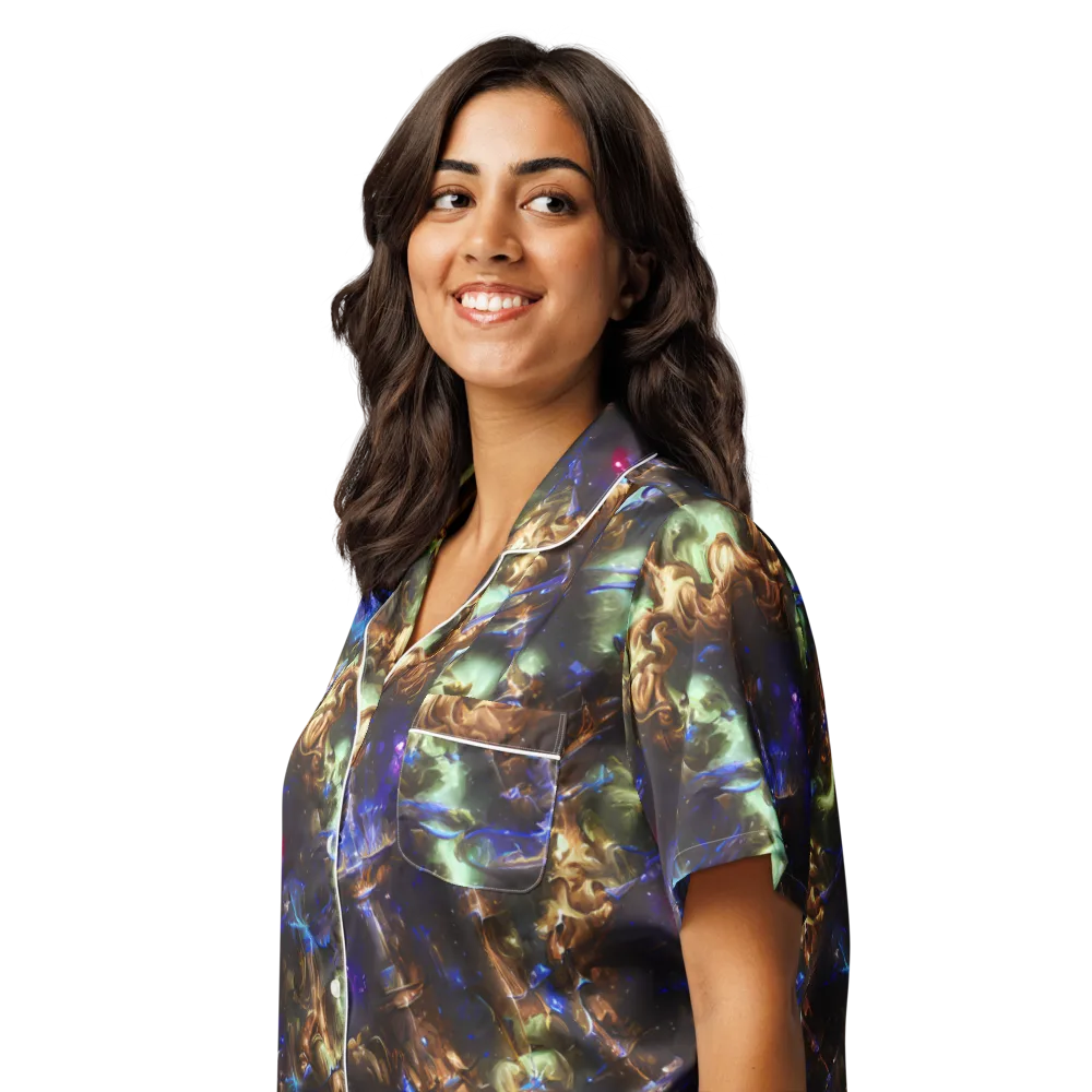 Nebula Shards on Women's Short Sleeve Pajama Top — Left Front