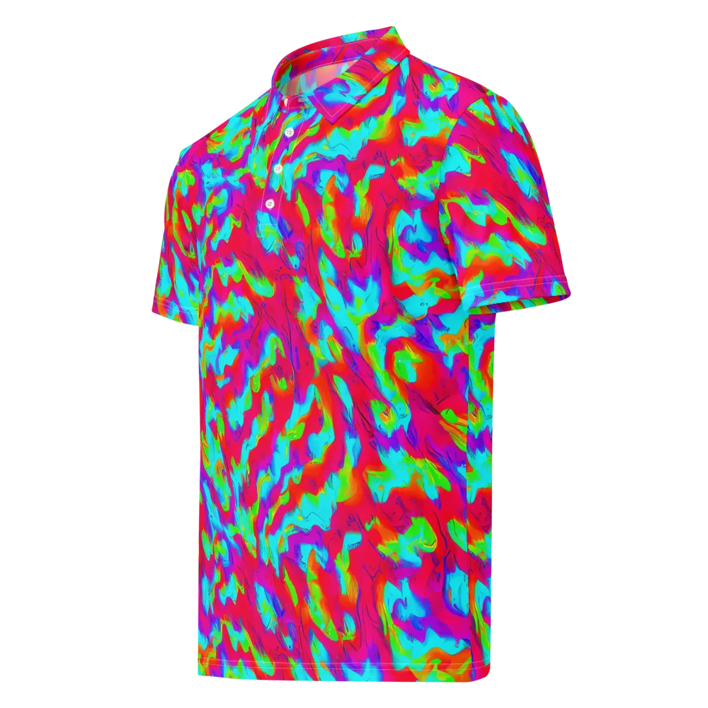 Fluorescent Cascade on Men's Slim Fit Polo Shirt — Left Front
