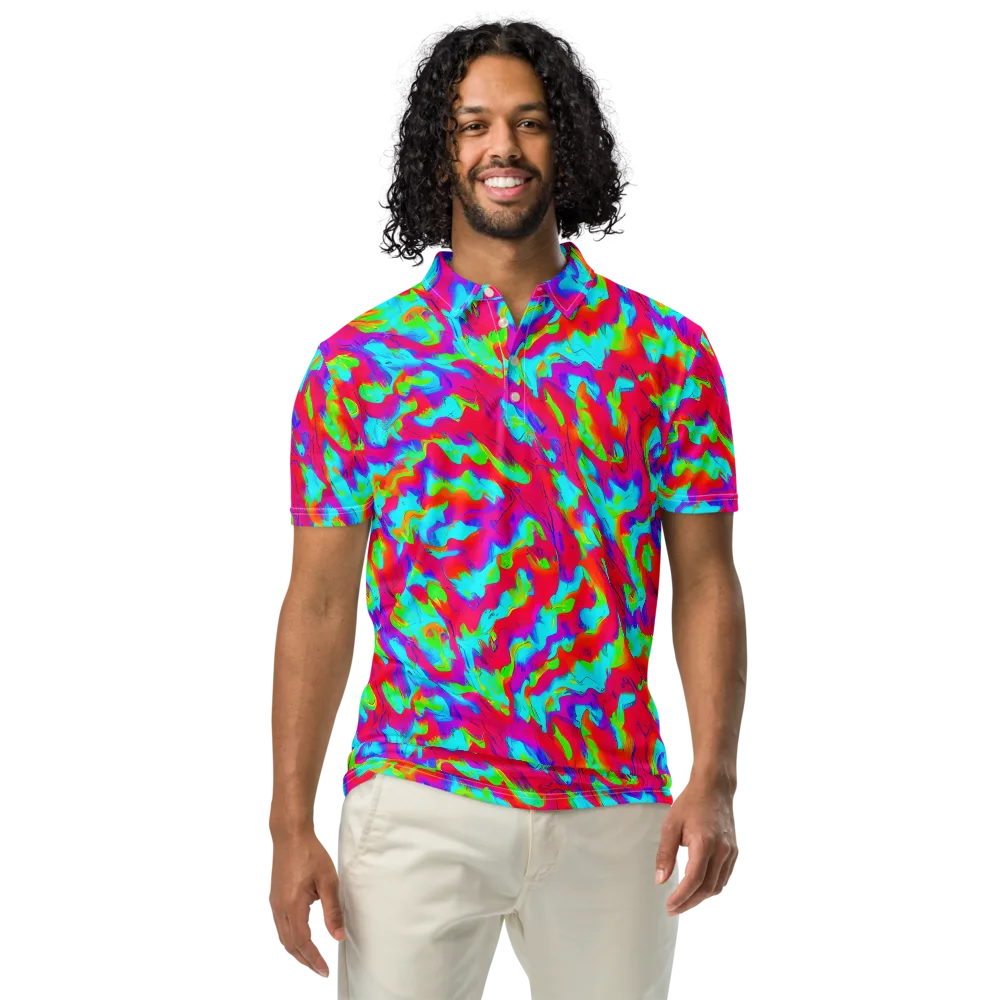 Fluorescent Cascade on Men's Slim Fit Polo Shirt — Front