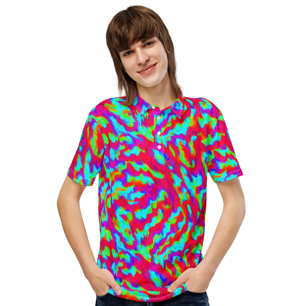 Fluorescent Cascade on Men's Slim Fit Polo Shirt — Front