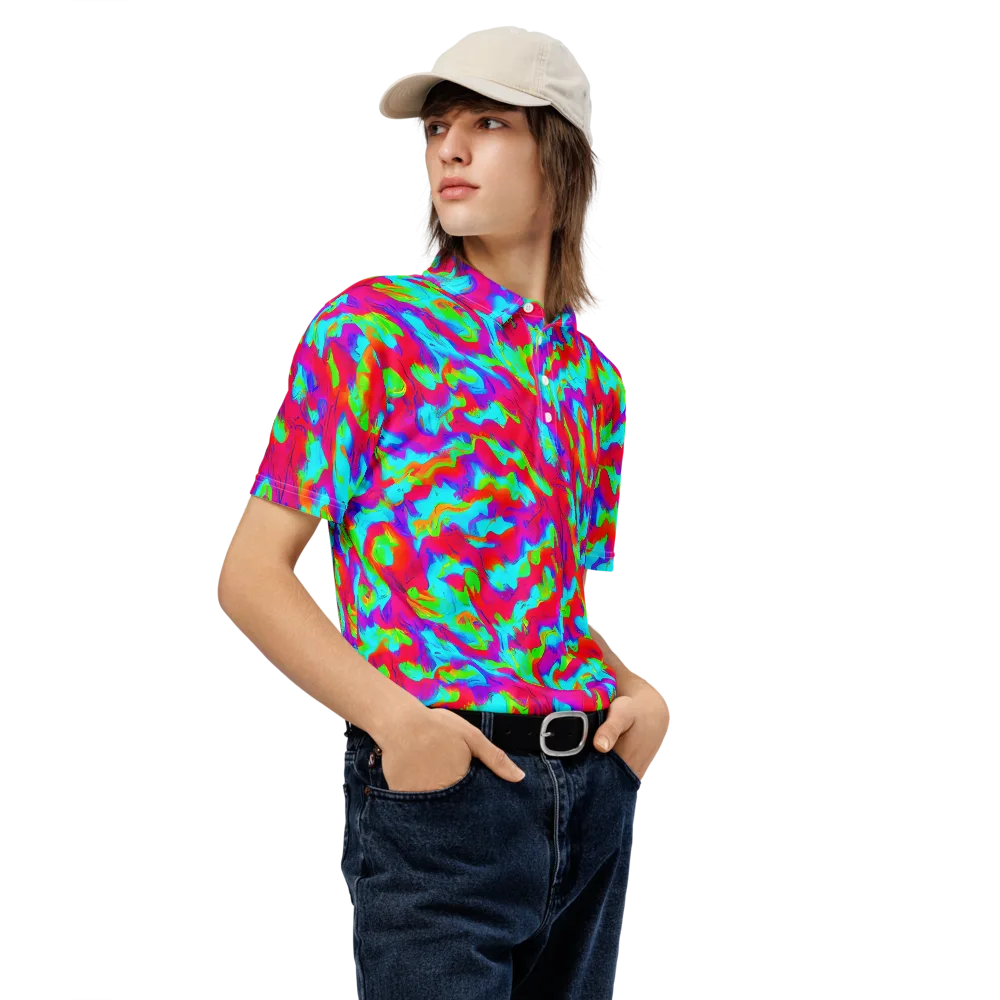 Fluorescent Cascade on Men's Slim Fit Polo Shirt — Right Front