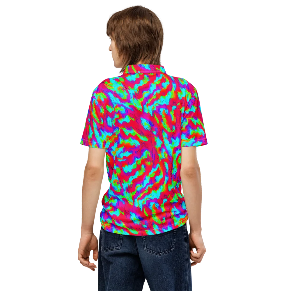 Fluorescent Cascade on Men's Slim Fit Polo Shirt — Back
