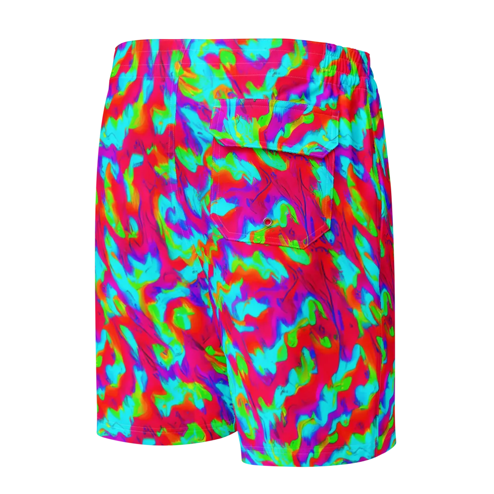 Fluorescent Cascade on Men's Board Shorts — Back