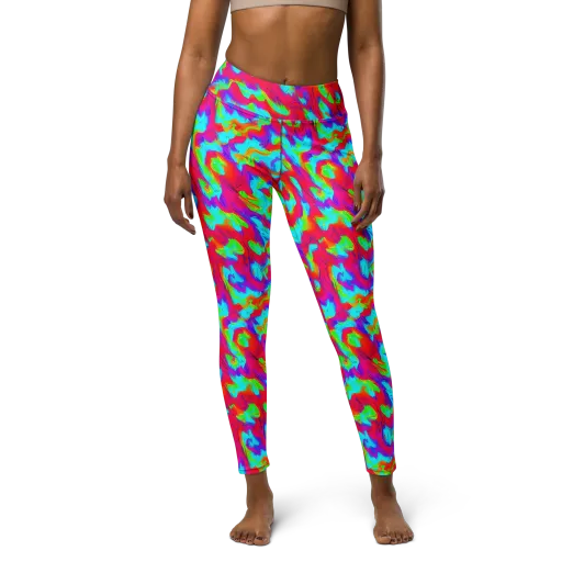 Fluorescent Cascade on a Yoga Leggings