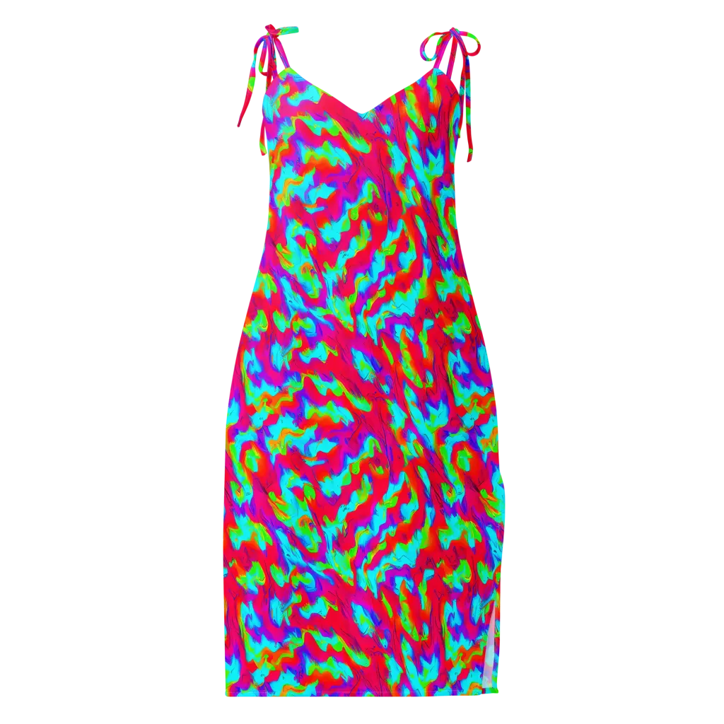 Fluorescent Cascade on Slip Dress — Front