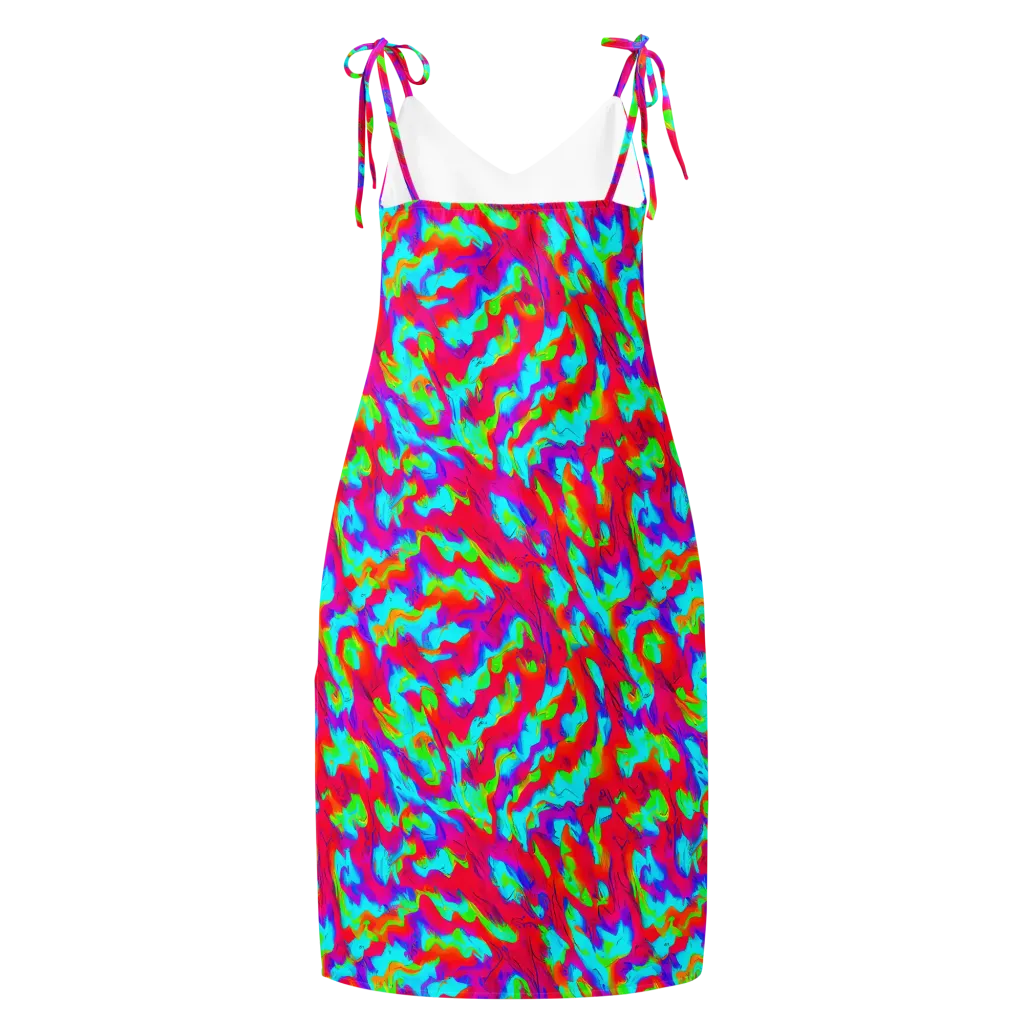 Fluorescent Cascade on Slip Dress — Back