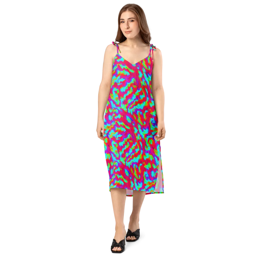 Fluorescent Cascade on Slip Dress — Front