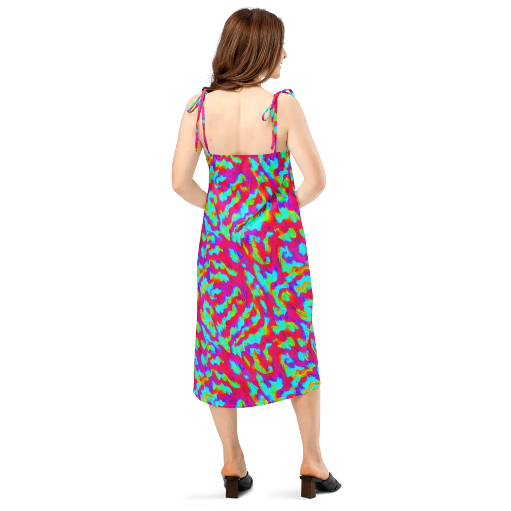 Fluorescent Cascade on Slip Dress — Back