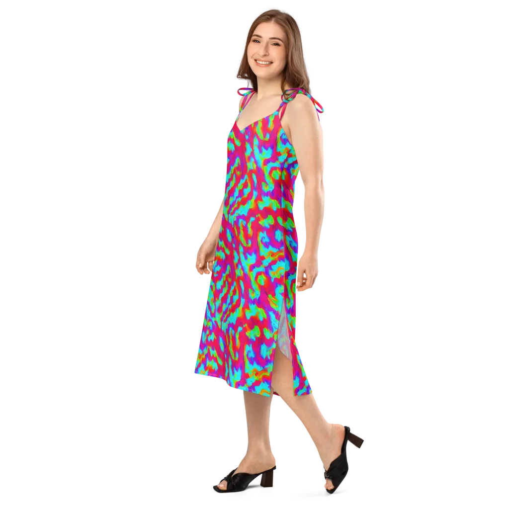 Fluorescent Cascade on Slip Dress — Left Front