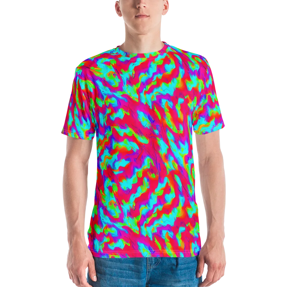 Fluorescent Cascade on Men's Crew Neck T-Shirt — Front