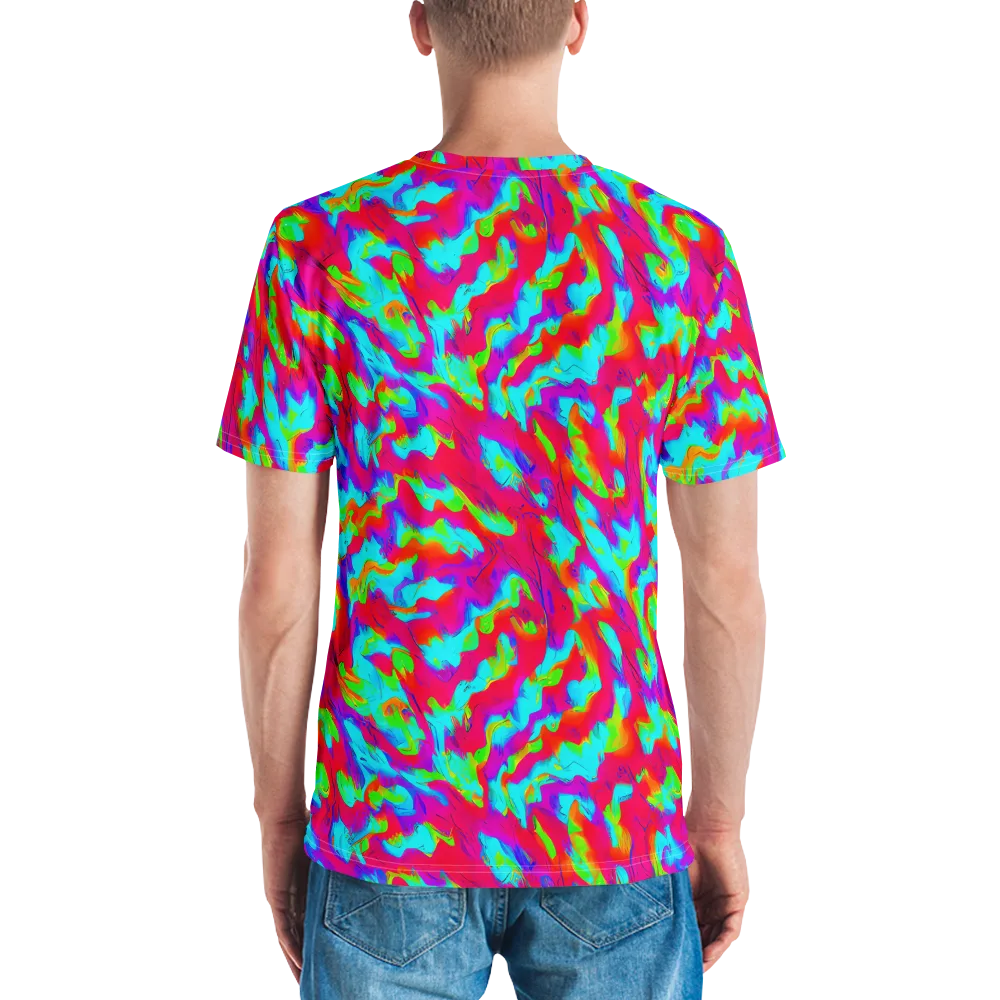 Fluorescent Cascade on Men's Crew Neck T-Shirt — Back