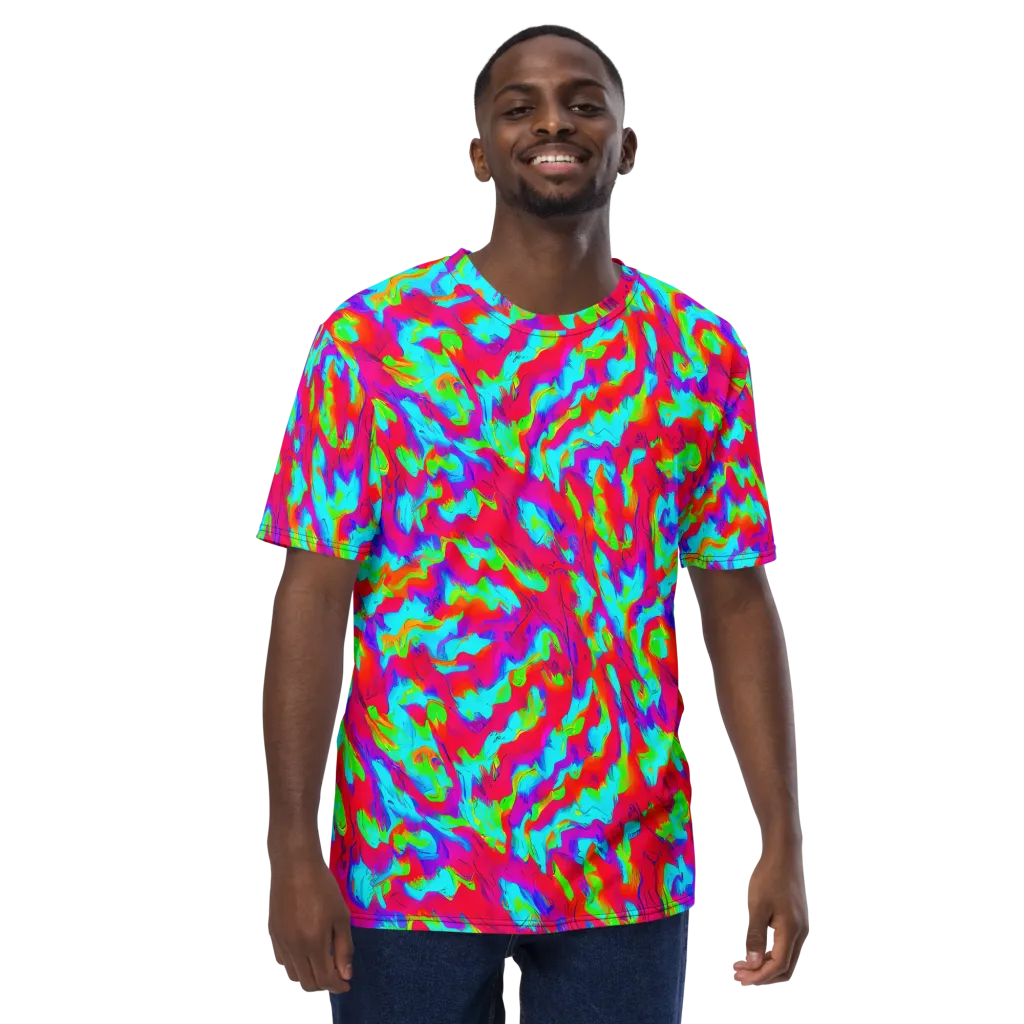 Fluorescent Cascade on Men's Crew Neck T-Shirt — Front