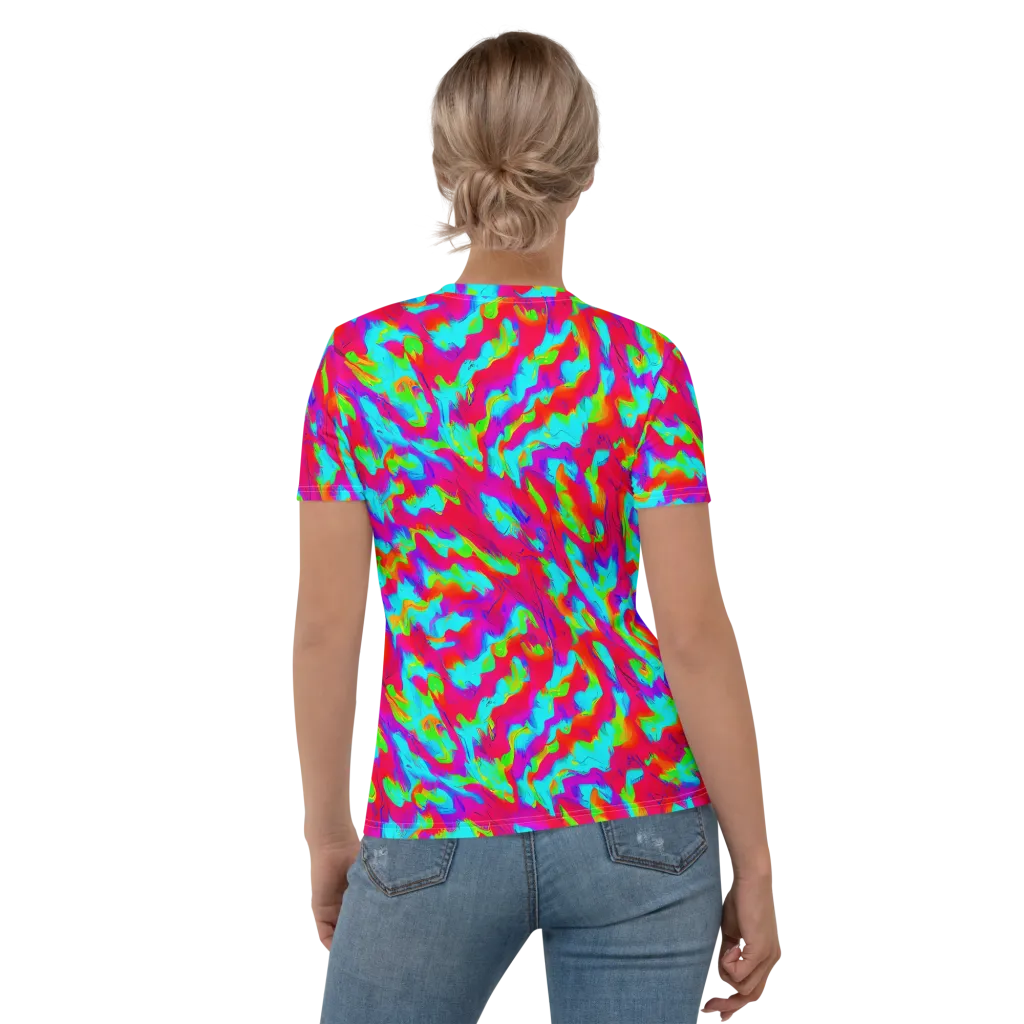 Fluorescent Cascade on Women's Crew Neck T-Shirt — Back