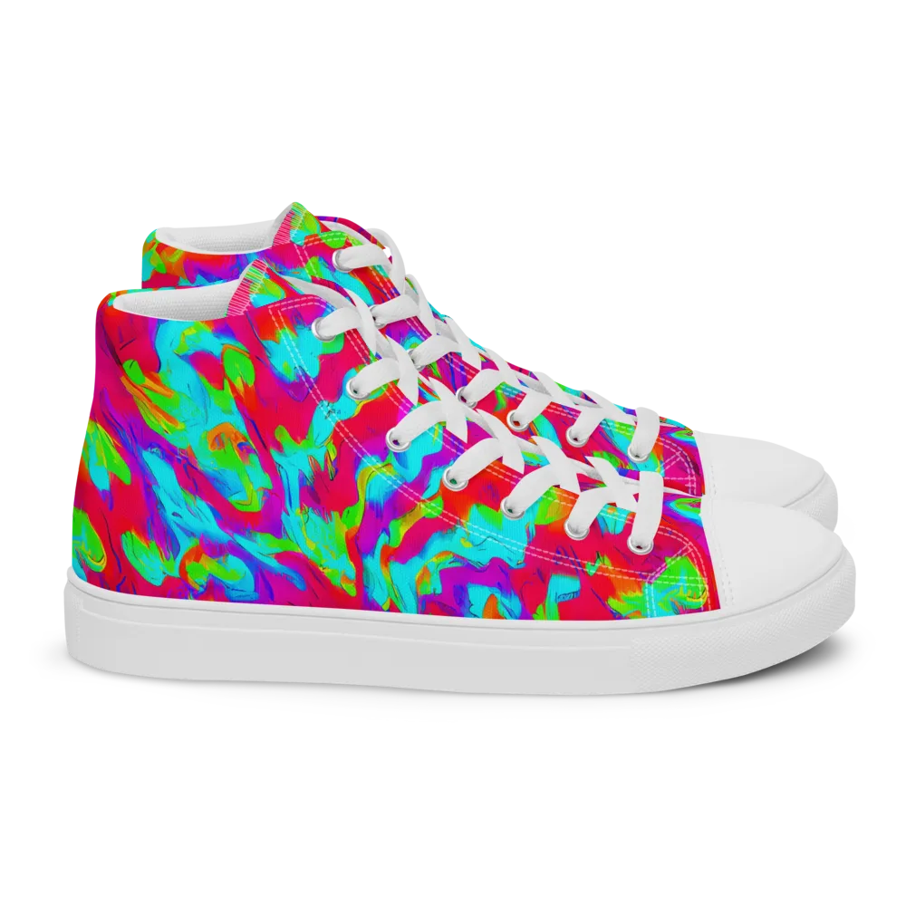 Fluorescent Cascade on Women's High Top Canvas Shoes — Right