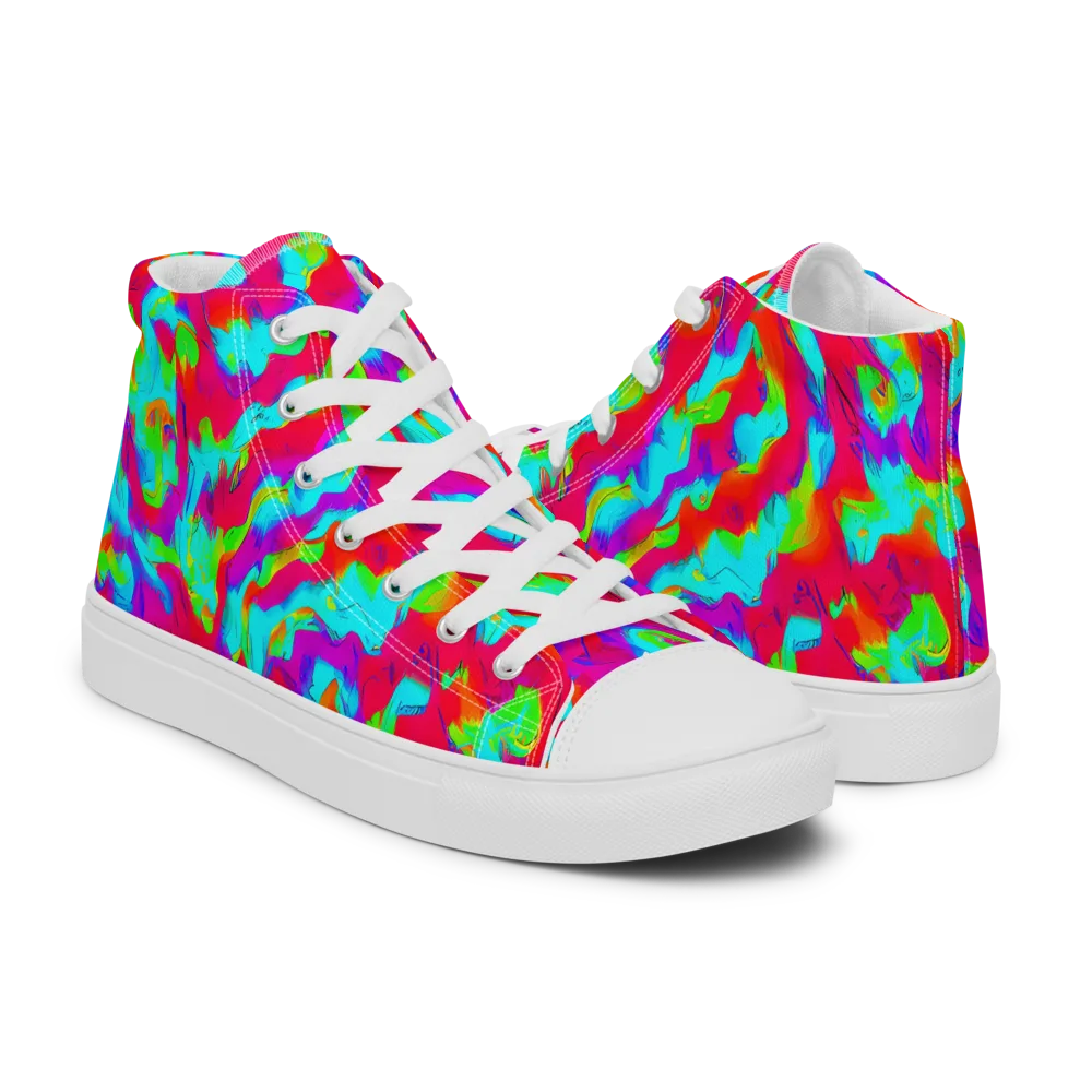 Fluorescent Cascade on Women's High Top Canvas Shoes — Right