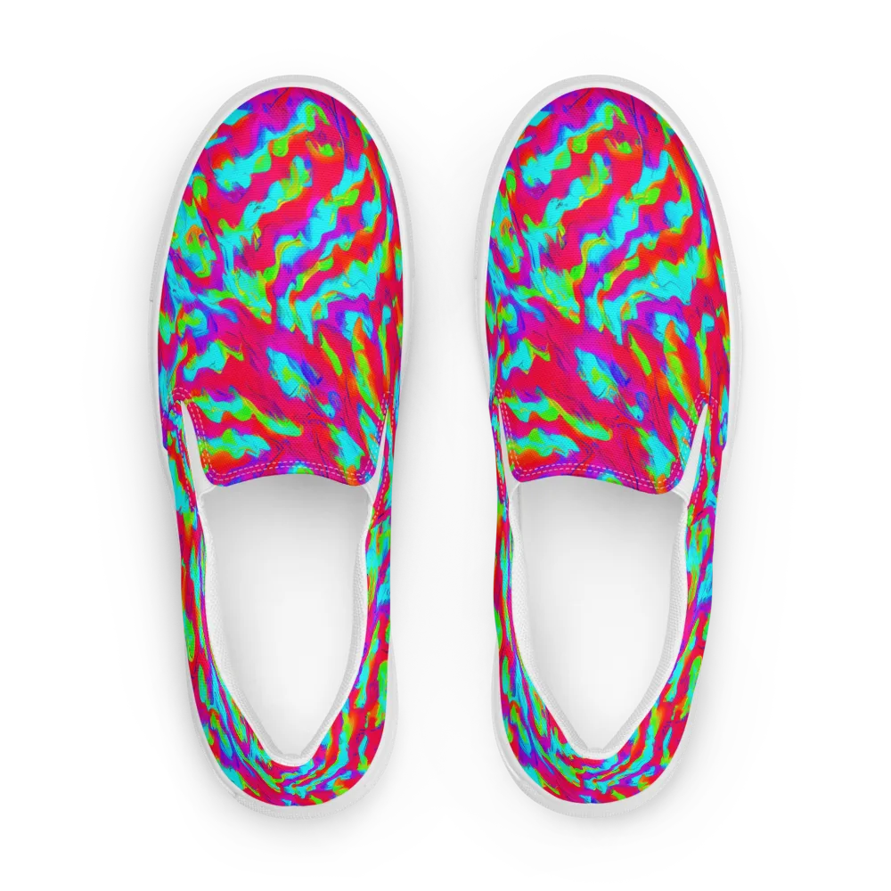 Fluorescent Cascade on Men's Slip-On Canvas Shoes — Front