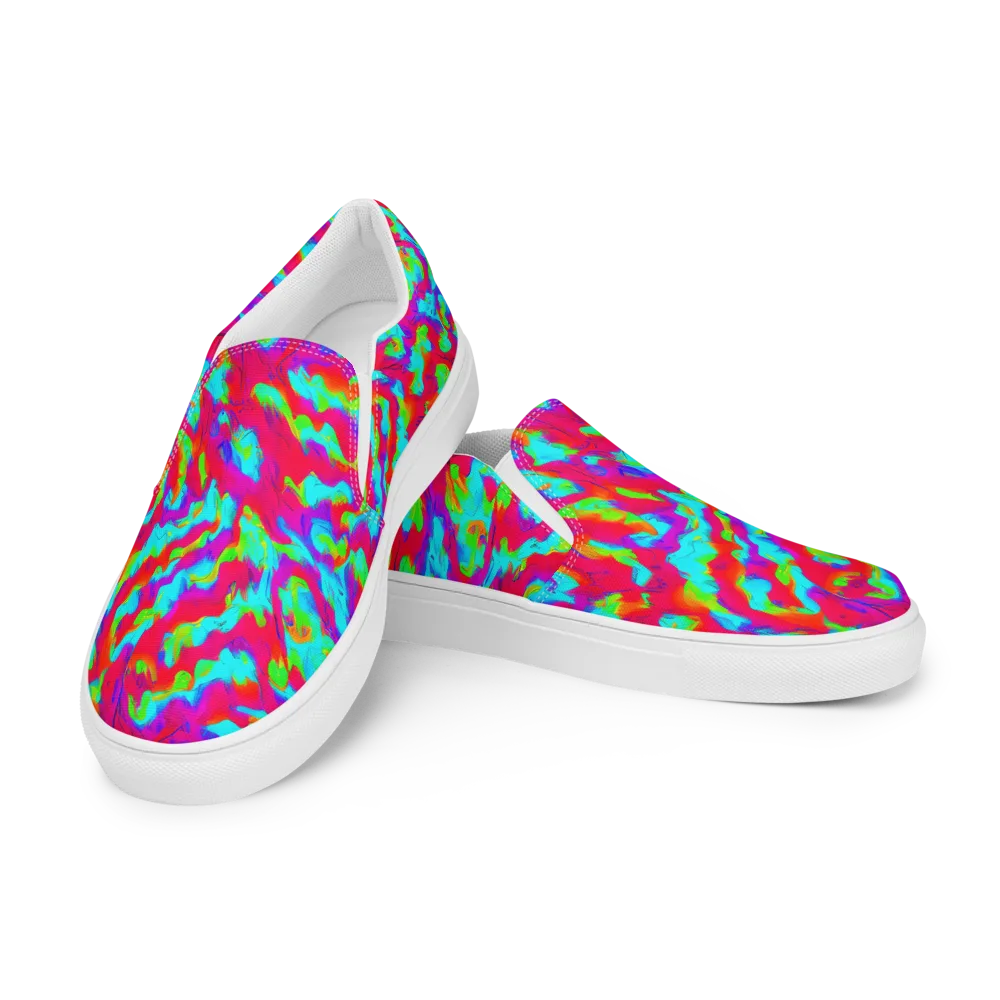 Fluorescent Cascade on Men's Slip-On Canvas Shoes — Left Front