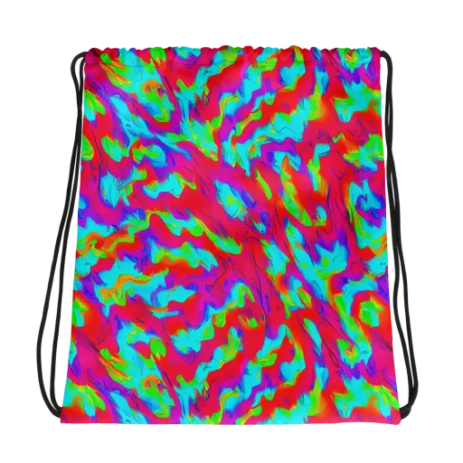 Fluorescent Cascade on a Drawstring Bag