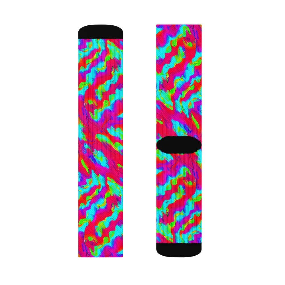 Fluorescent Cascade on Socks — Left Sock