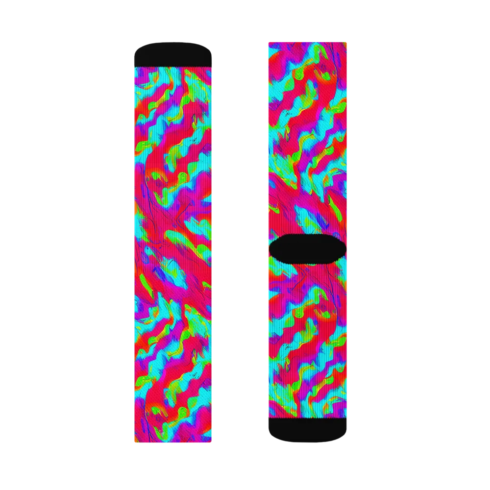 Fluorescent Cascade on Socks — Right Sock