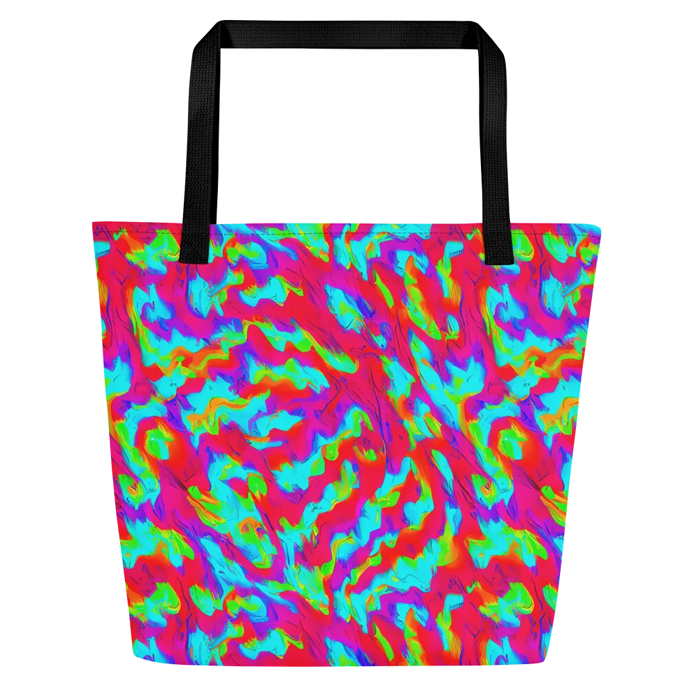 Fluorescent Cascade on Large Tote Bag W/ Pocket — Front