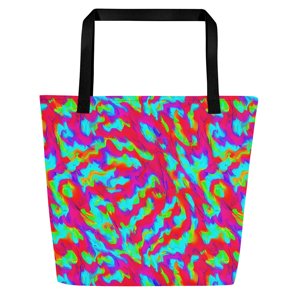 Fluorescent Cascade on Large Tote Bag W/ Pocket — Front